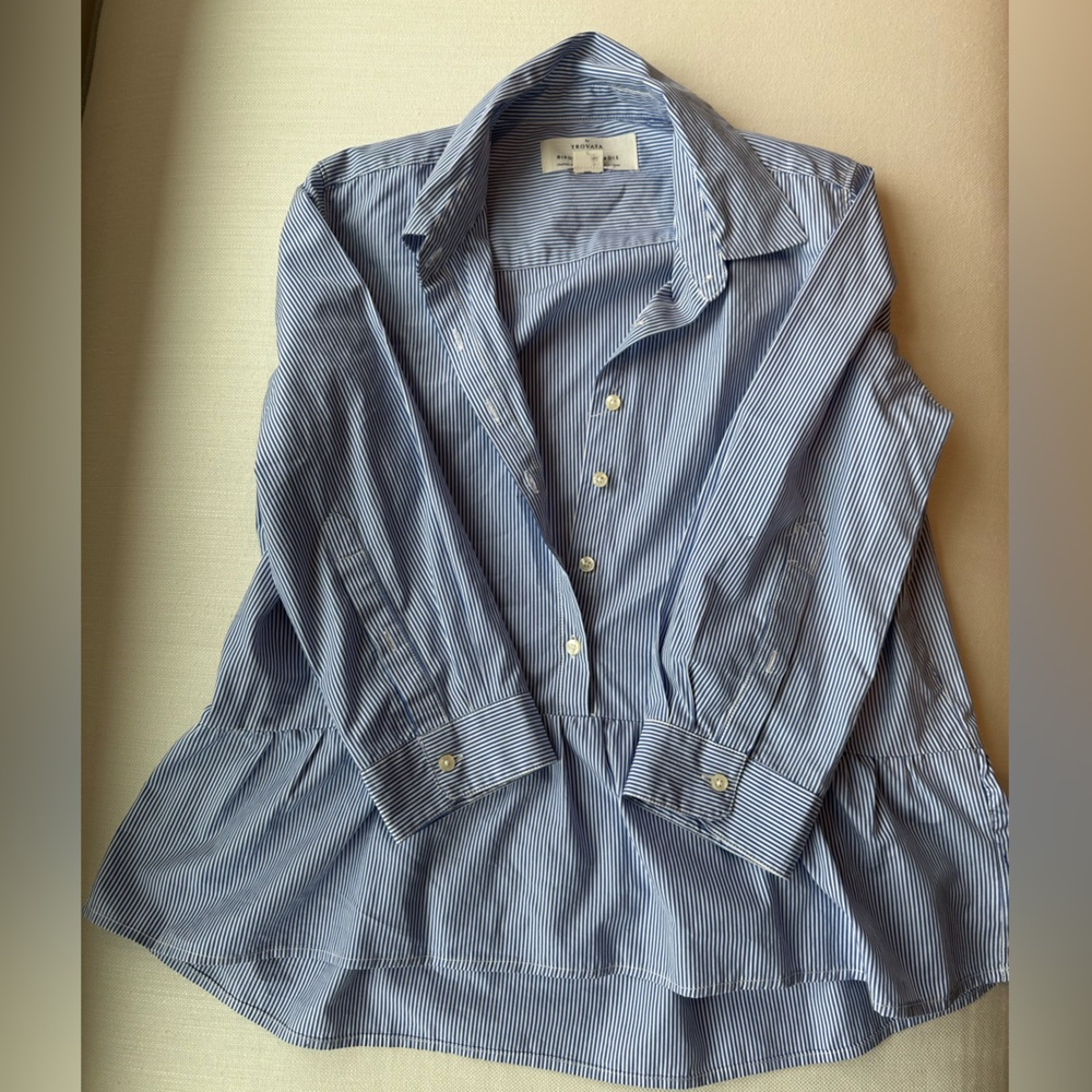 Blue Striped Button-Up Shirt